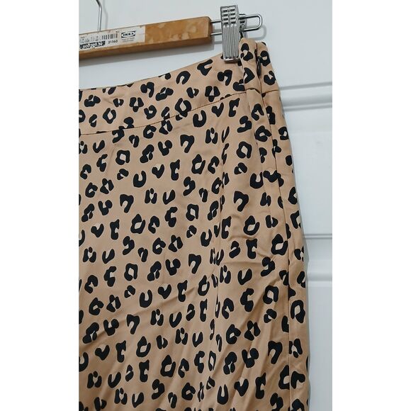 Sezane womens 38eu / usa 6 leopard midi viscose silk skirt tan excellent condt - Picture 3 of 7